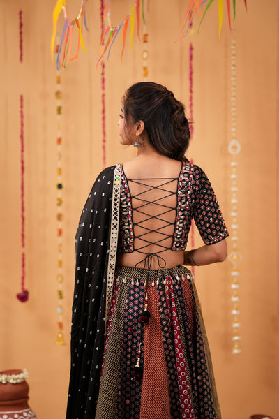 Multicolor Ajrakh Patchwork Lehenga