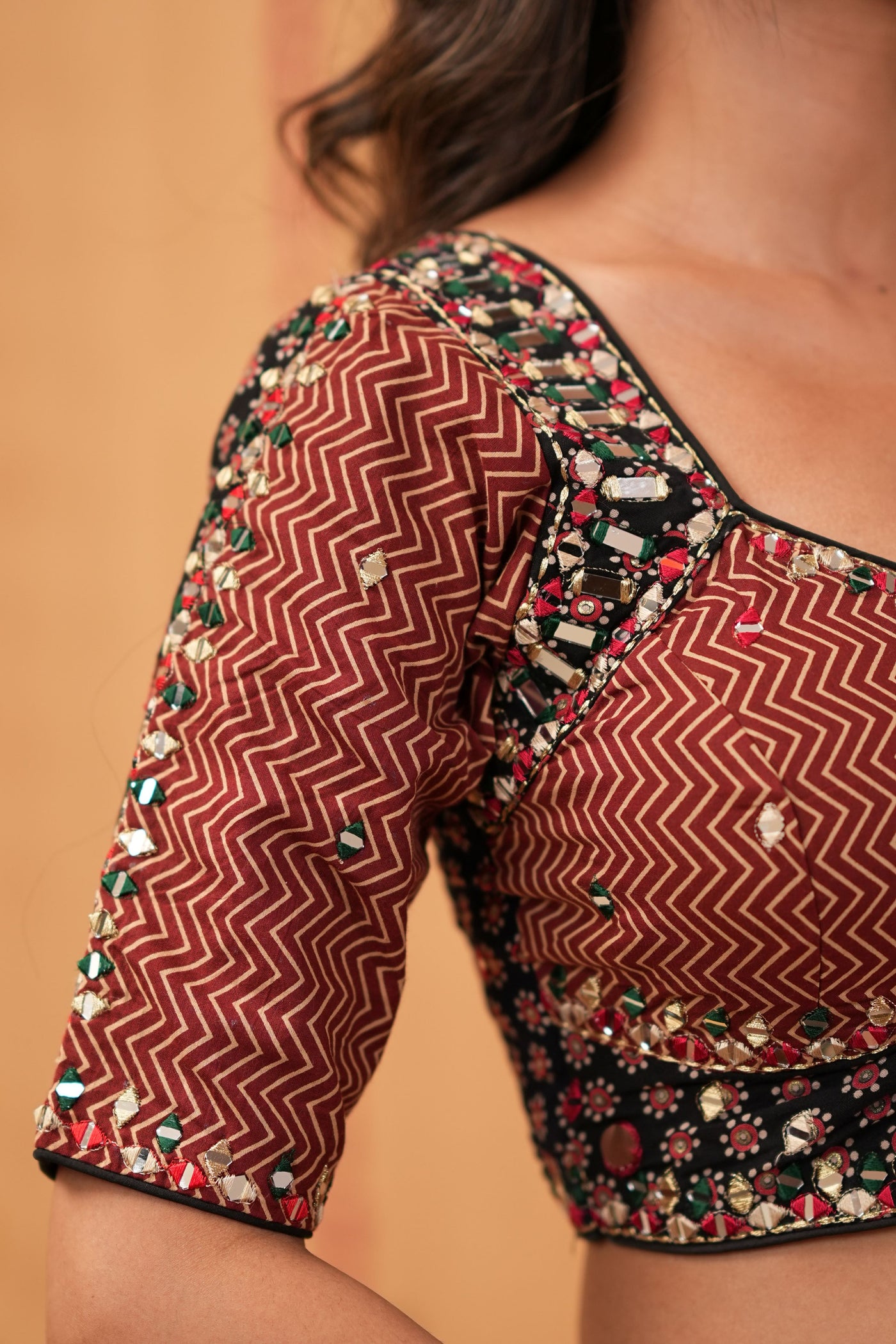 Multicolor Ajrakh Patchwork Lehenga