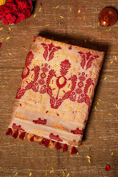 Kaziranga Forest Inspired Assamese Tussar Silk Saree