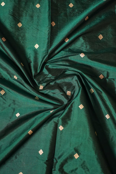 Emerald Green Assam Silk Saree – Handwoven Pure Mulberry Silk