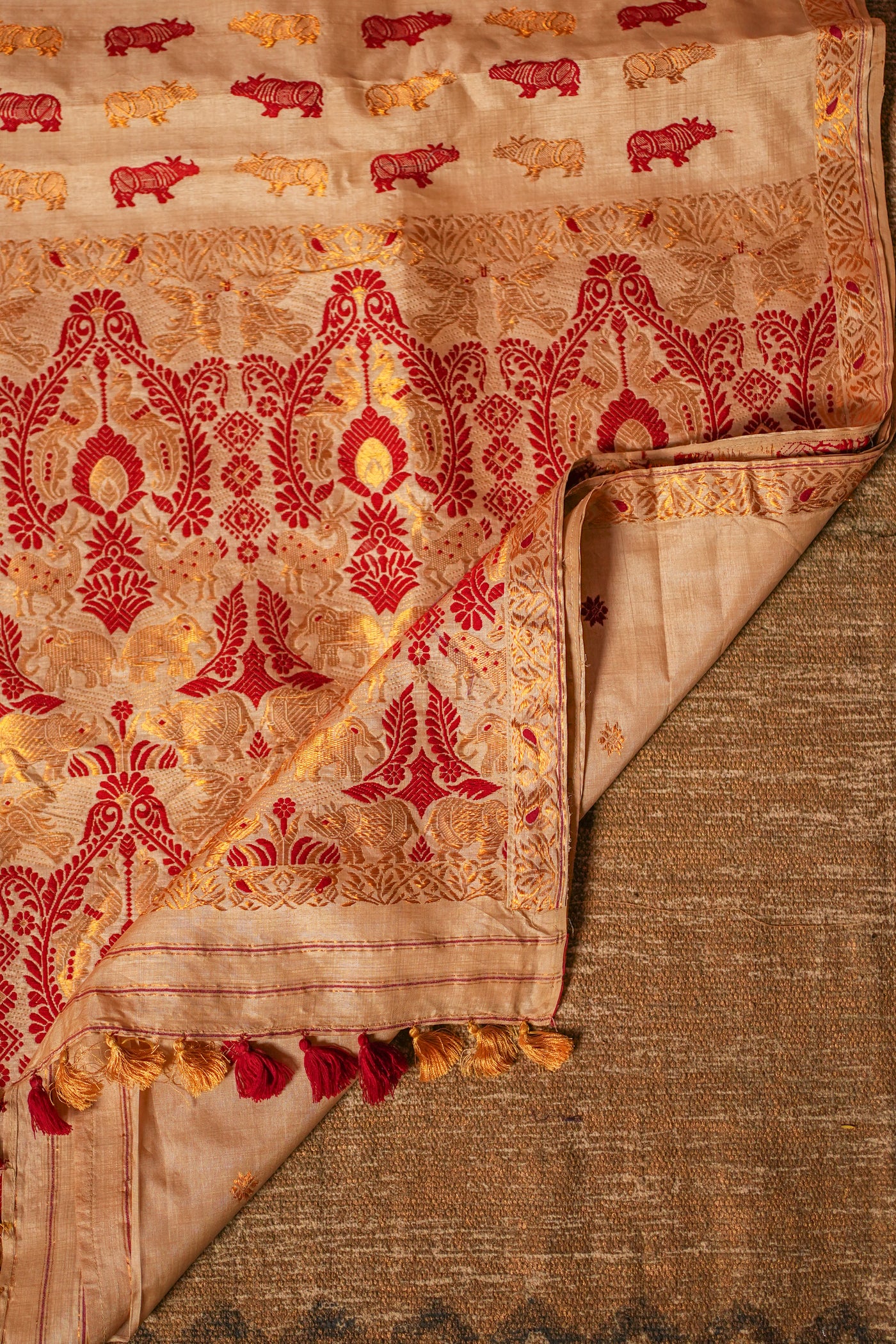 Kaziranga Forest Inspired Assamese Tussar Silk Saree