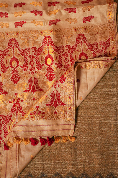 Kaziranga Forest Inspired Assamese Tussar Silk Saree