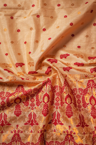 Kaziranga Forest Inspired Assamese Tussar Silk Saree