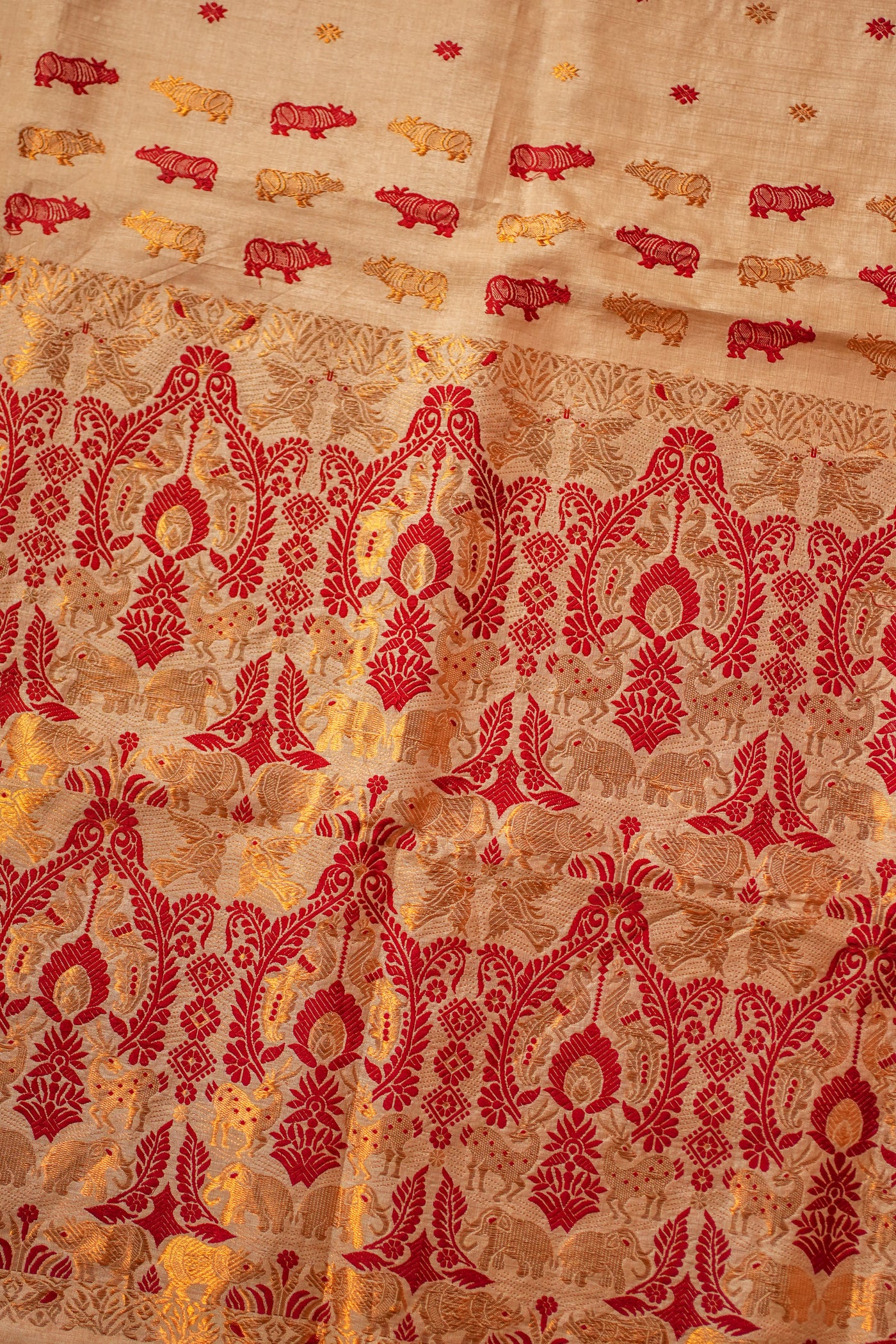 Kaziranga Forest Inspired Assamese Tussar Silk Saree