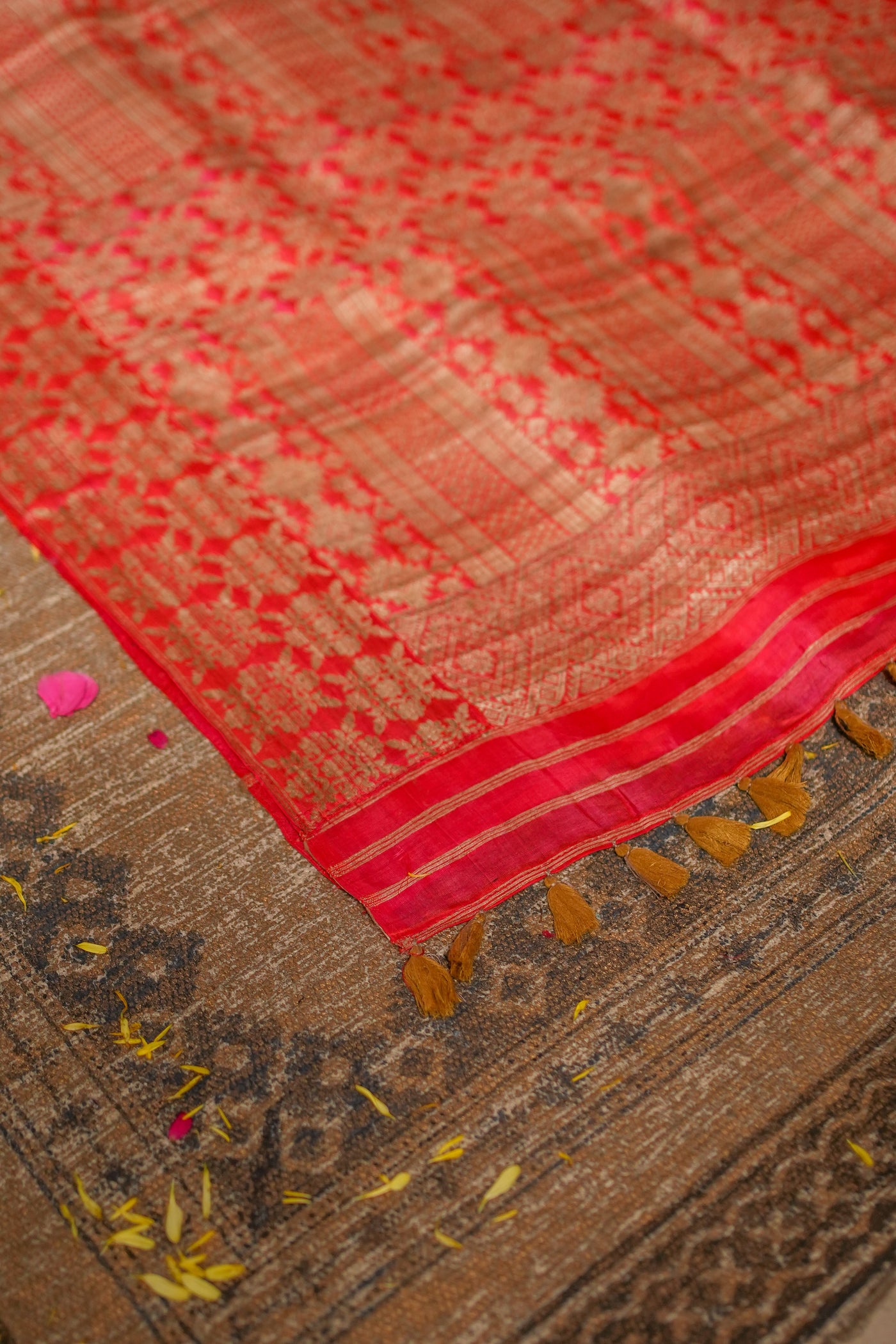 Pure Mulberry Silk Saree with Muga Ghicha Work