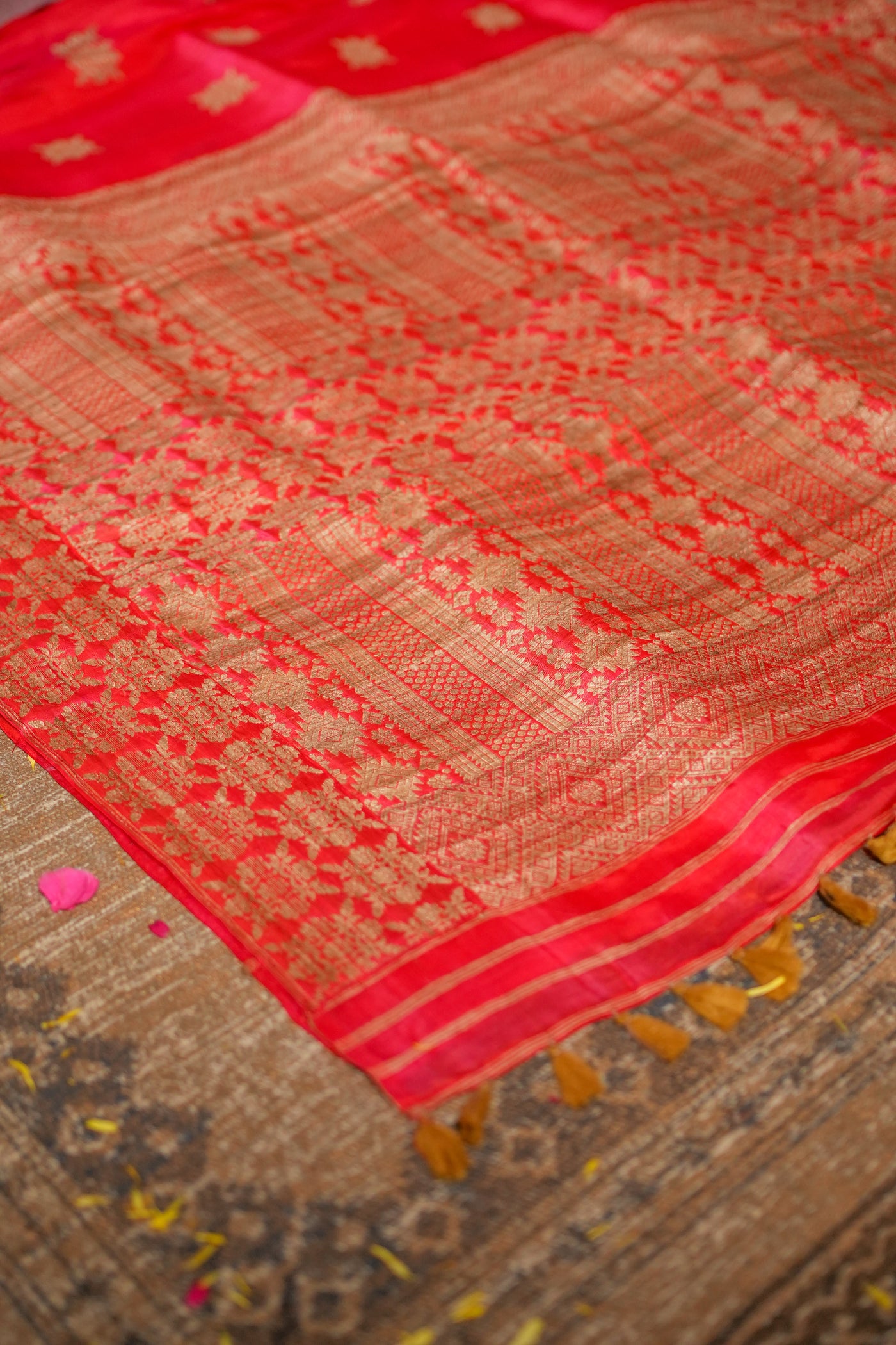 Pure Mulberry Silk Saree with Muga Ghicha Work