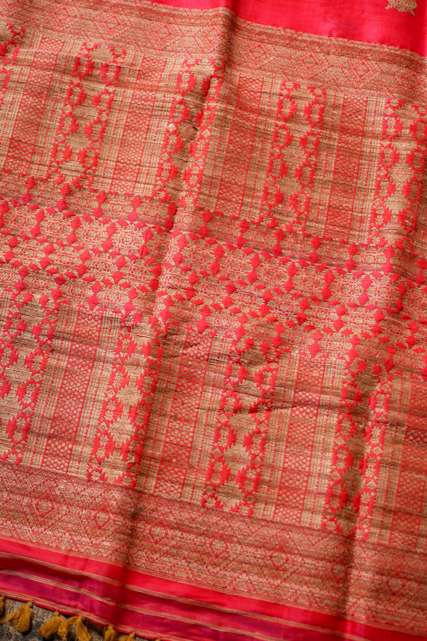 Pure Mulberry Silk Saree with Muga Ghicha Work
