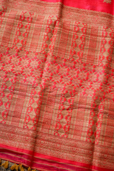 Pure Mulberry Silk Saree with Muga Ghicha Work