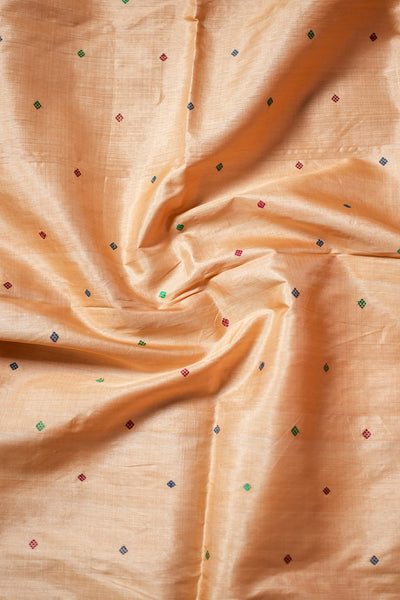 Assam Handloom Pure Tussar Silk Saree – Temple Border Weave in Festive Ivory and Multicolor Pallu