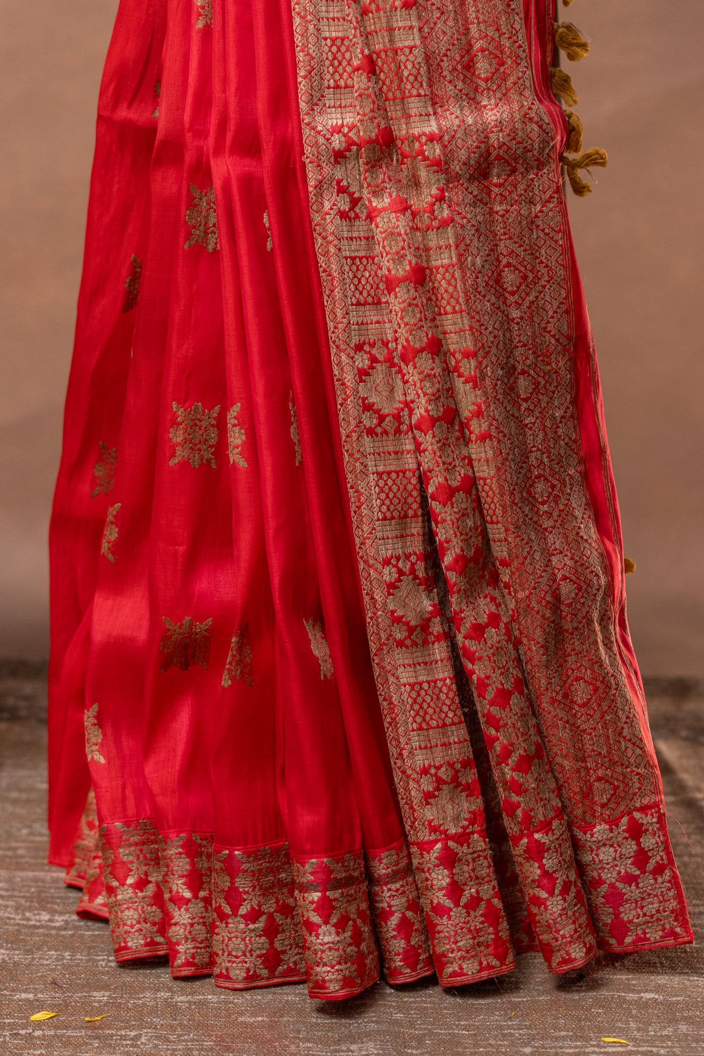 Pure Mulberry Silk Saree with Muga Ghicha Work