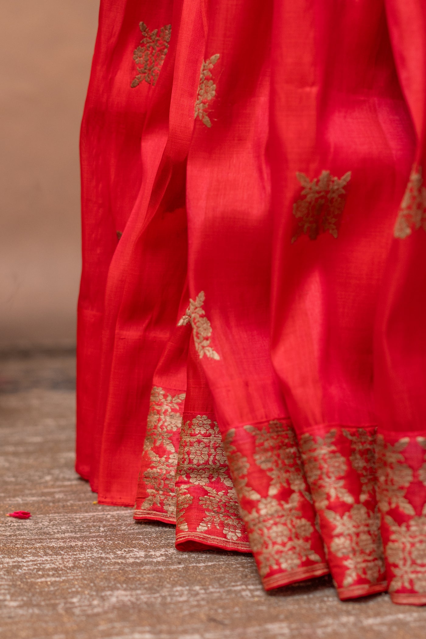 Pure Mulberry Silk Saree with Muga Ghicha Work