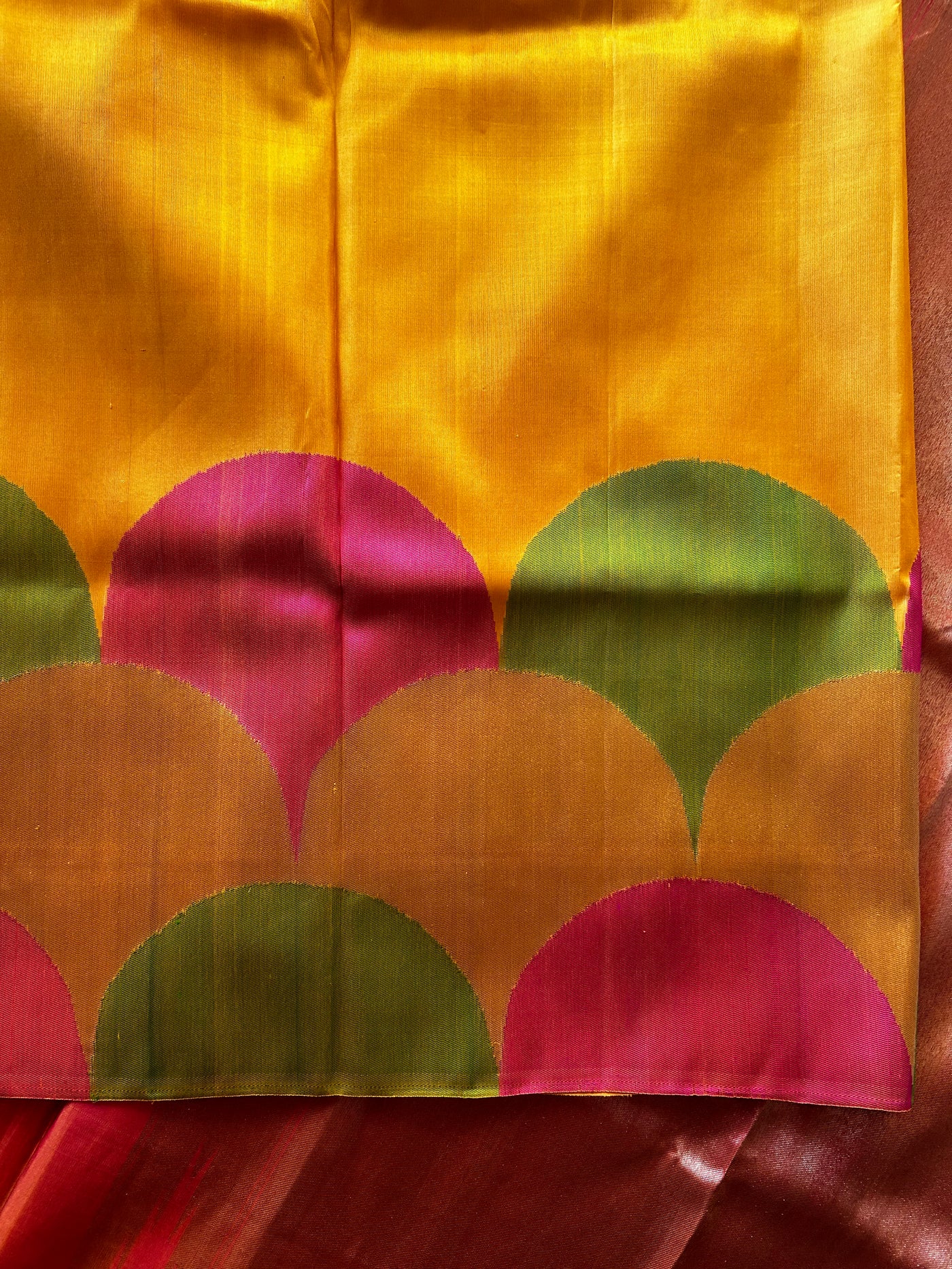 Luxurious Pure Kancheepuram Silk Handloom Saree – Designer Masterpiece in Golden Yellow and Pink