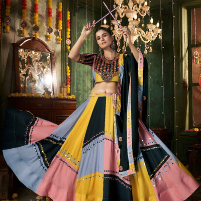 Navratri Garba Lehenga Choli | Embroidered Muslin Cotton | Ready-to-Wear Outfit