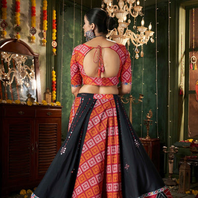 Festive Navratri Lehenga Choli Set | Muslin Cotton with Mirror Work | Ready-to-Wear