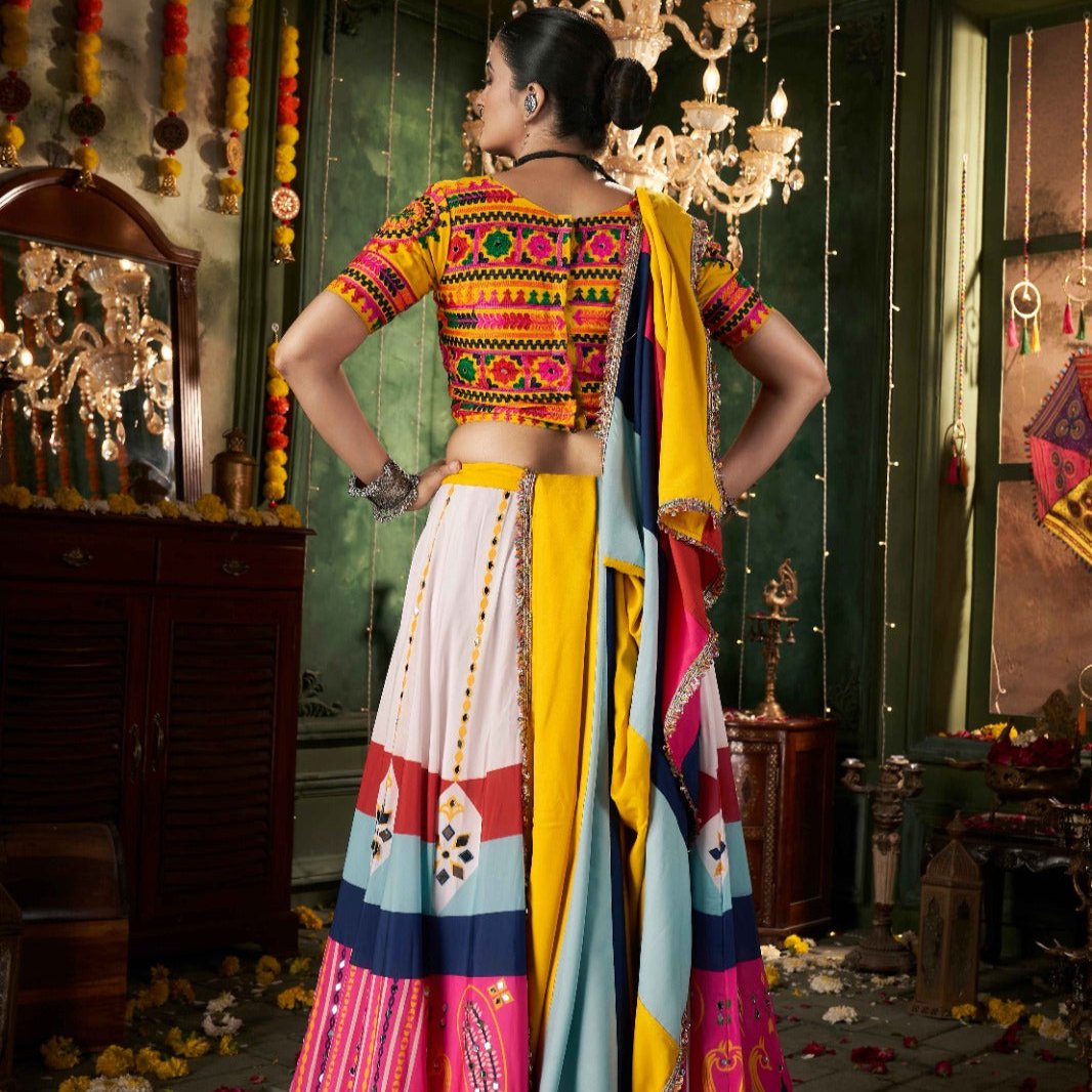 Navratri Ready-Made Lehenga Choli | Printed Muslin Cotton with Mirror Work Dupatta