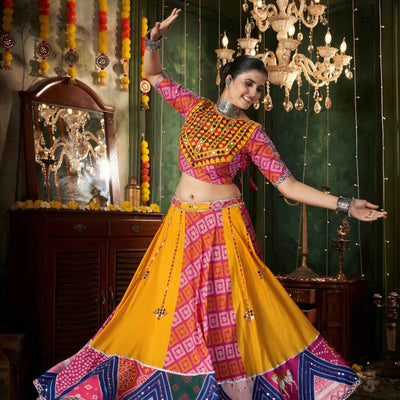 Traditional Navratri Special Lehenga Choli | 6.5 Mtr Flare | Mirror Work Design