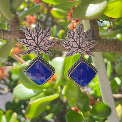 Oxidized Silver Plated Leaf Drop Earrings