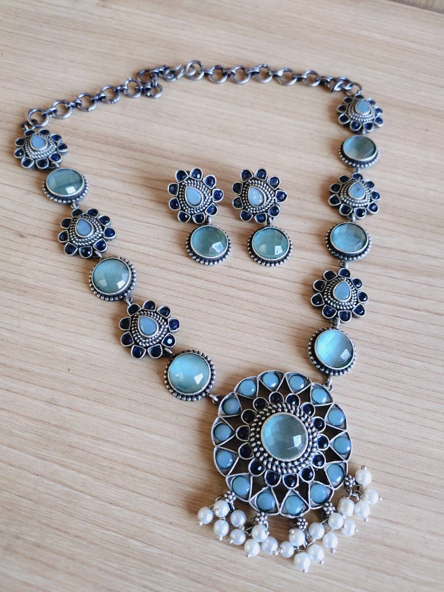 Oxidized Long Chain with stone embellishments