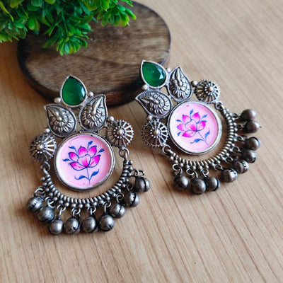 Oxidised Hand painted Meenakari Antique Earrings