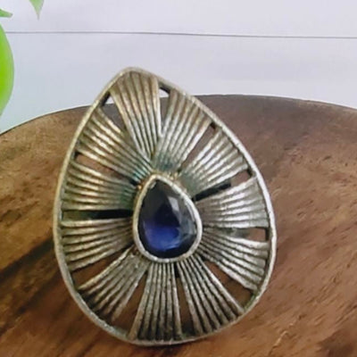 Antique Oxidized Silver Plated Brass Adjustable Ring
