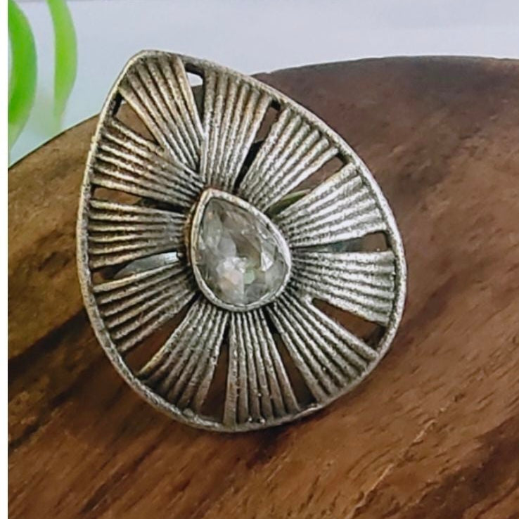 Antique Oxidized Silver Plated Brass Adjustable Ring