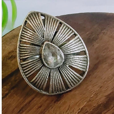 Antique Oxidized Silver Plated Brass Adjustable Ring
