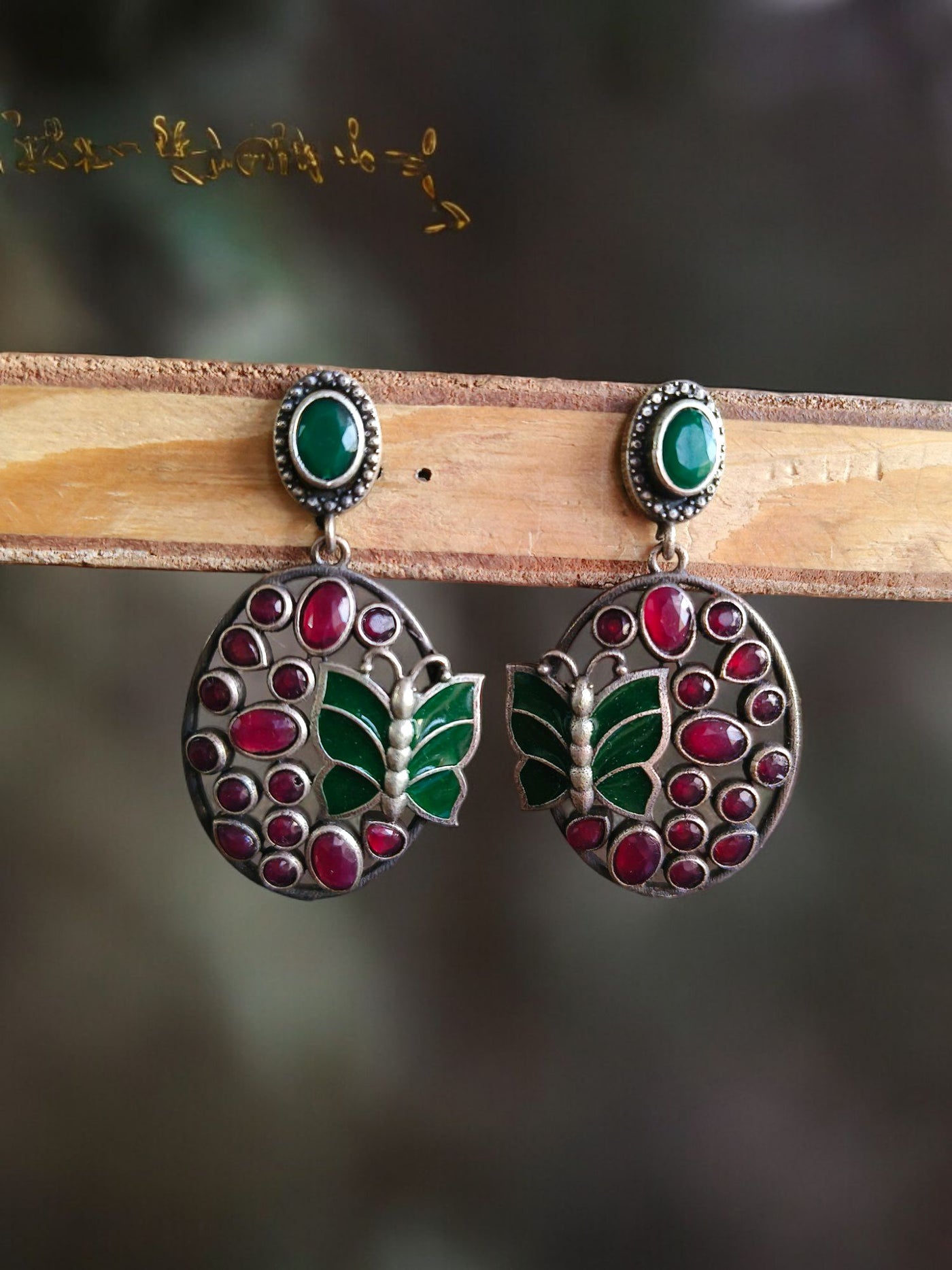 Butterfly Design Antique Oxidized Silver Plated Brass Earrings