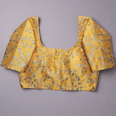 Elegant Yellow Embroidered Silk Blouse