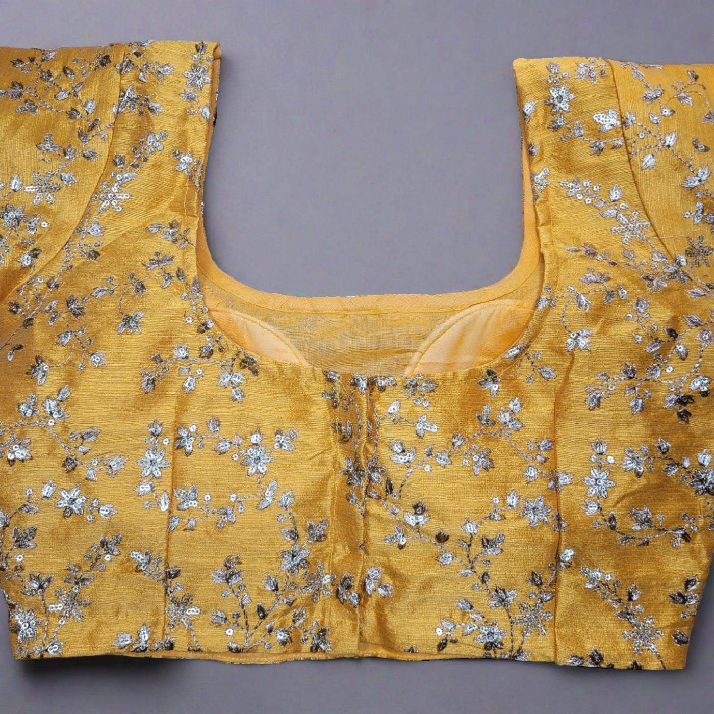 Elegant Yellow Embroidered Silk Blouse