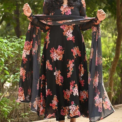 Black Georgette Anarkali Suit