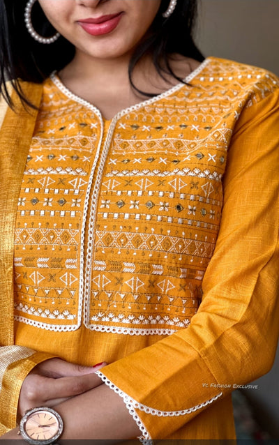 Cotton Slub Yellow Suit | Lightweight Indian Suit | Elegant Yellow Outfit | Summer Wear