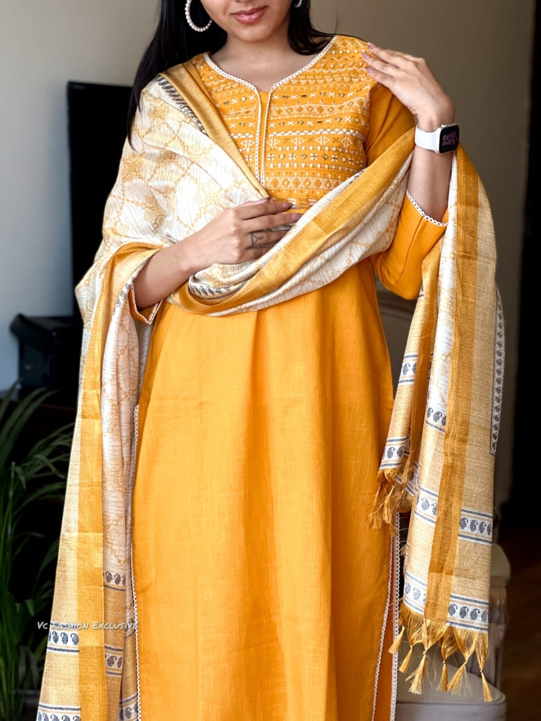 Cotton Slub Yellow Suit | Lightweight Indian Suit | Elegant Yellow Outfit | Summer Wear