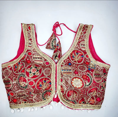 Navratri Sleeveless Blouse with Heavy Embroidery Work