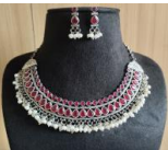 Oxidized Silver Plated Brass Necklace and Earrings Set