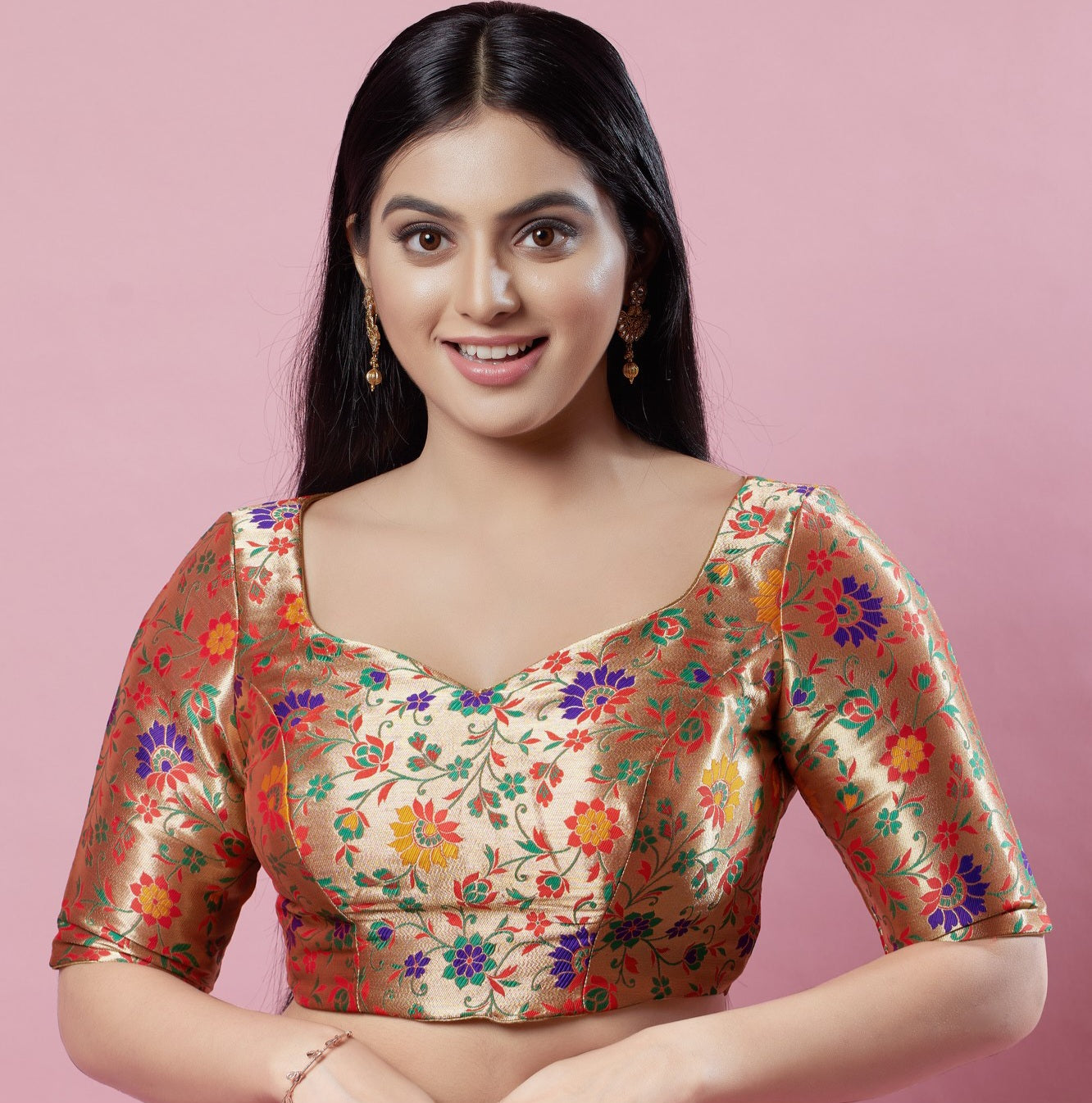 Minakari Floral Weaving Banarasi Brocade Blouse