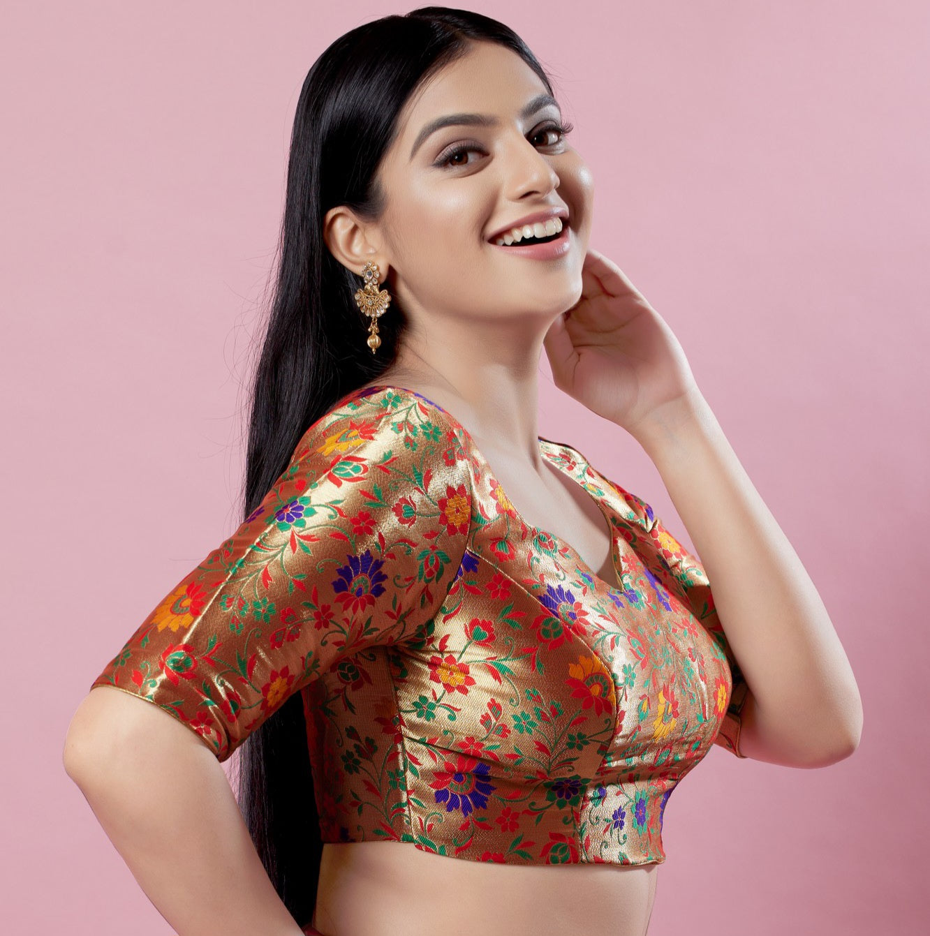 Minakari Floral Weaving Banarasi Brocade Blouse