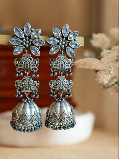Oxidized Silver Plated Jhumkas