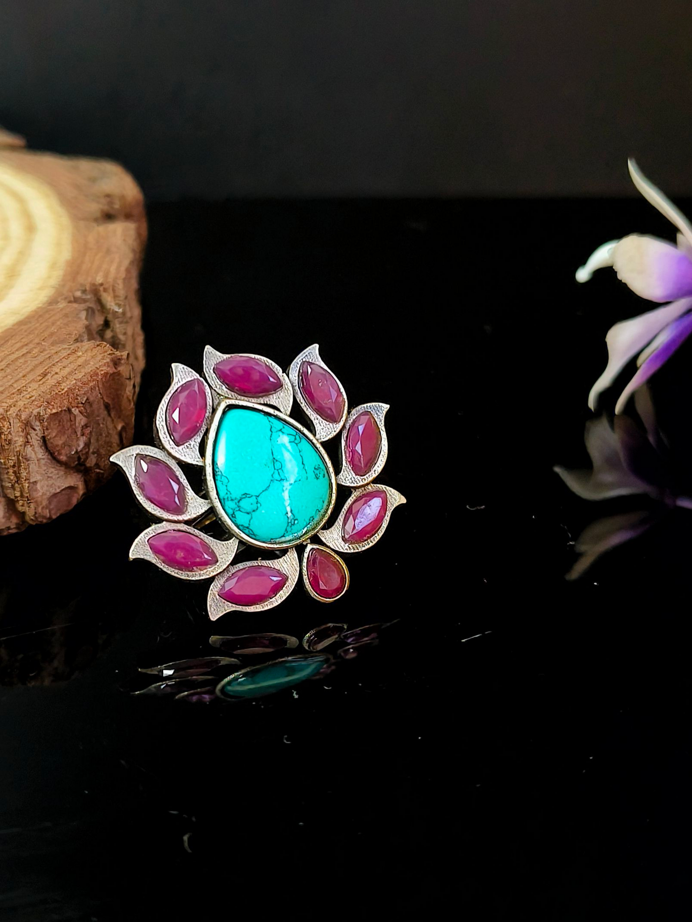 Vintage Oxidized Silver Plated Brass Ring