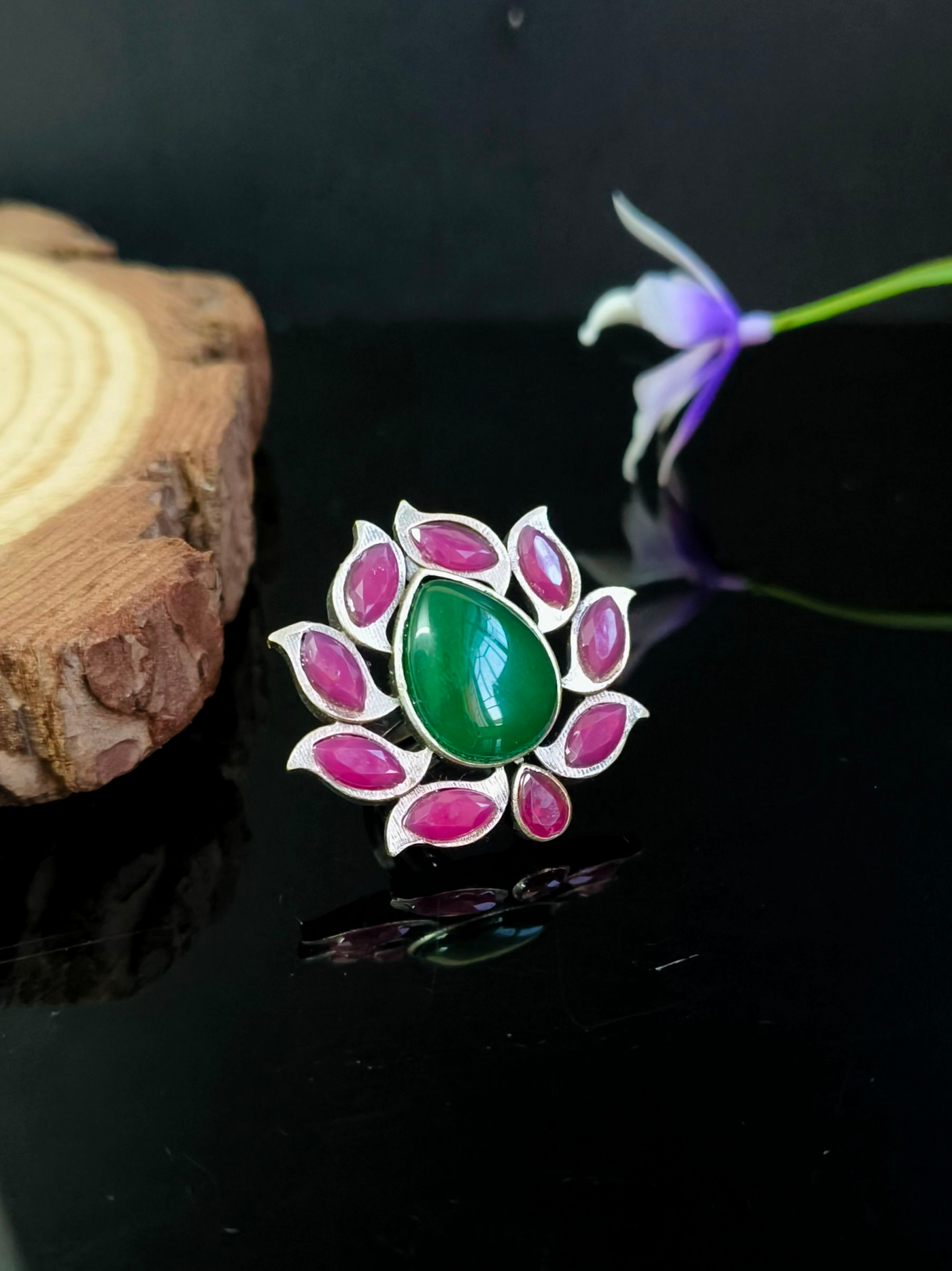 Oxidized Silver Plated Brass Ring