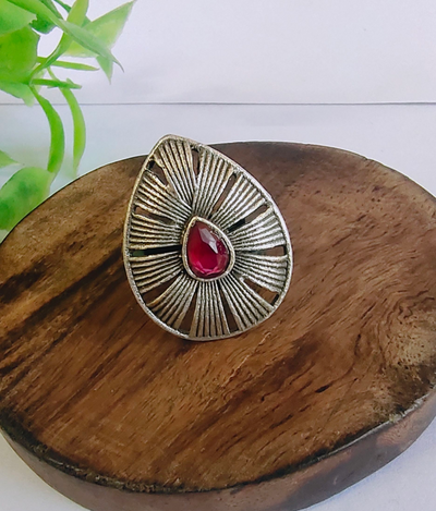 Antique Oxidized Silver Plated Brass Adjustable Ring