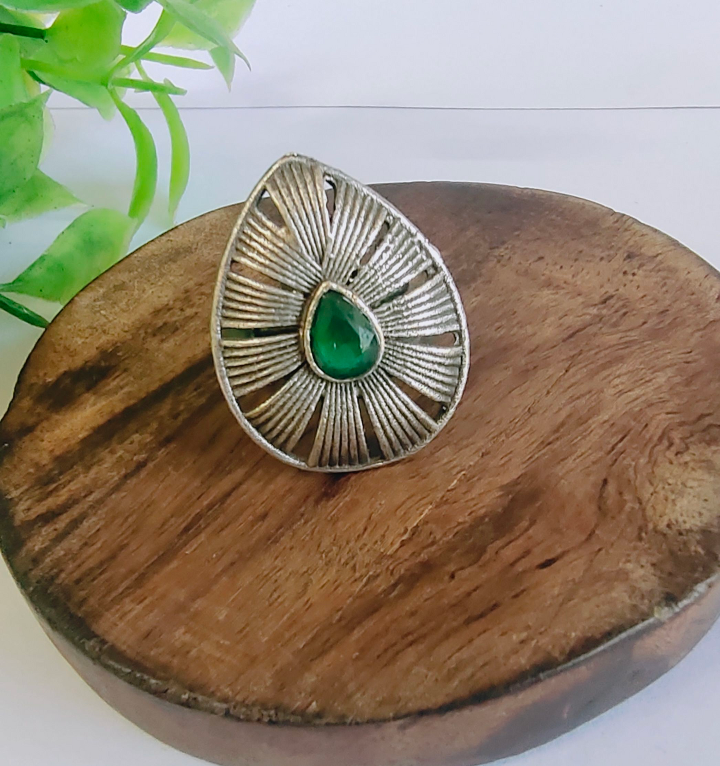 Antique Oxidized Silver Plated Brass Adjustable Ring