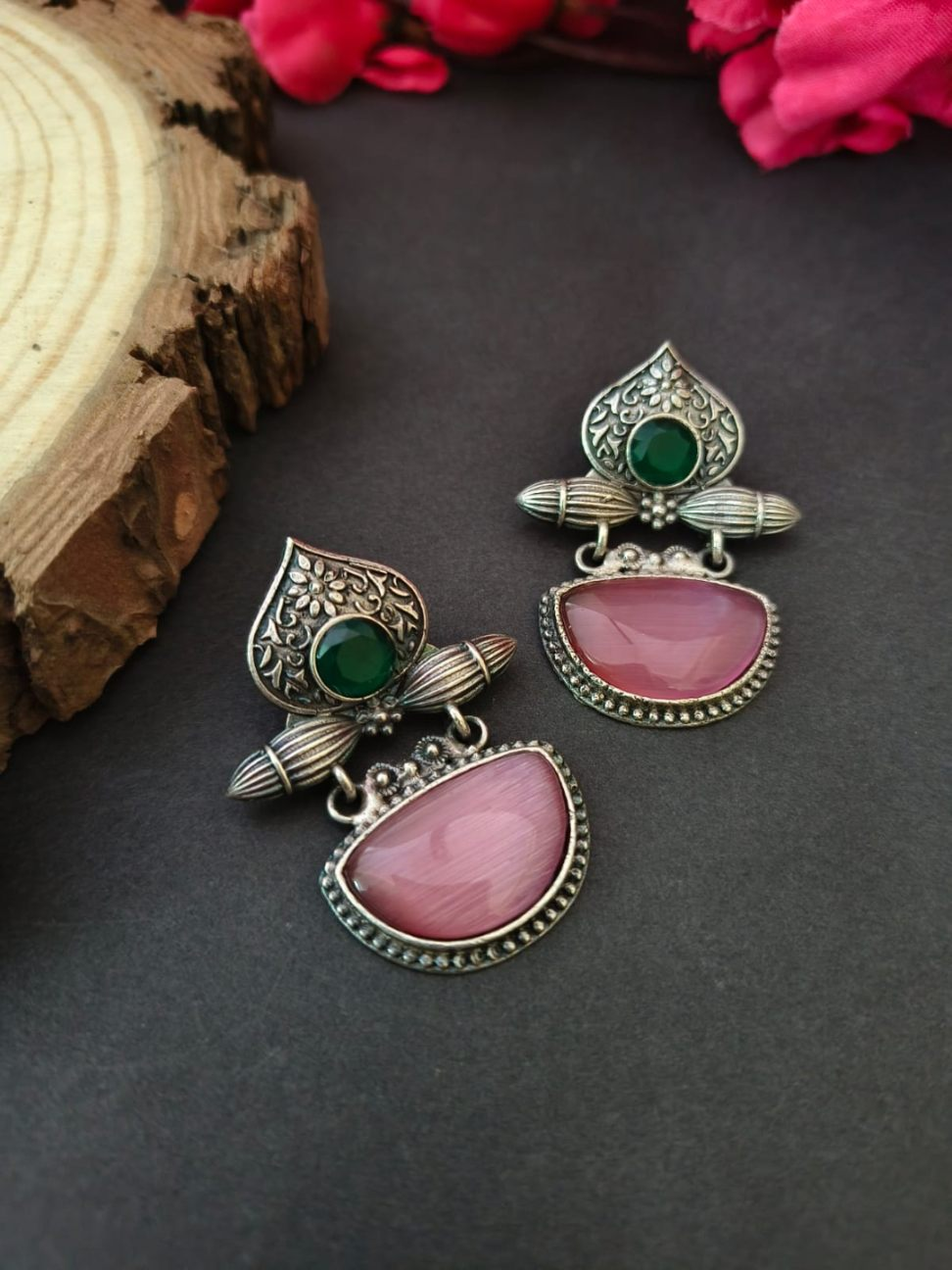 Oxidized Silver Plated Royal Drop Earrings