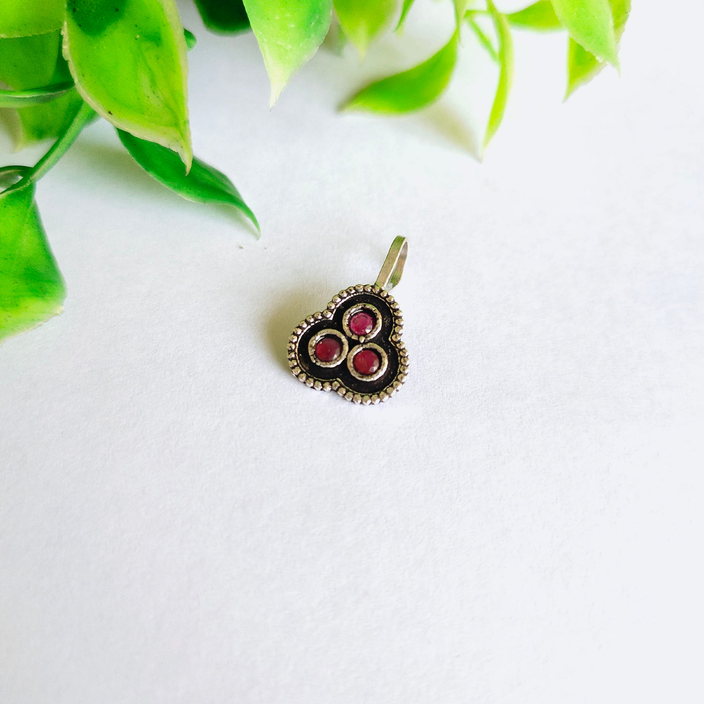 Ruby Red Stone Brass Clip On Nose Pin